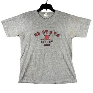 VINTAGE NC State Hockey Shirt Men's M Graphic‎ Made In USA The Cotton Exchange